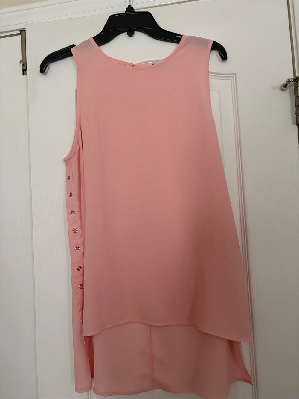 Sleeveless Pink High-Low Chiffon Tunic